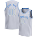 Personalized White & Light Blue Solid Color Basketball Jersey