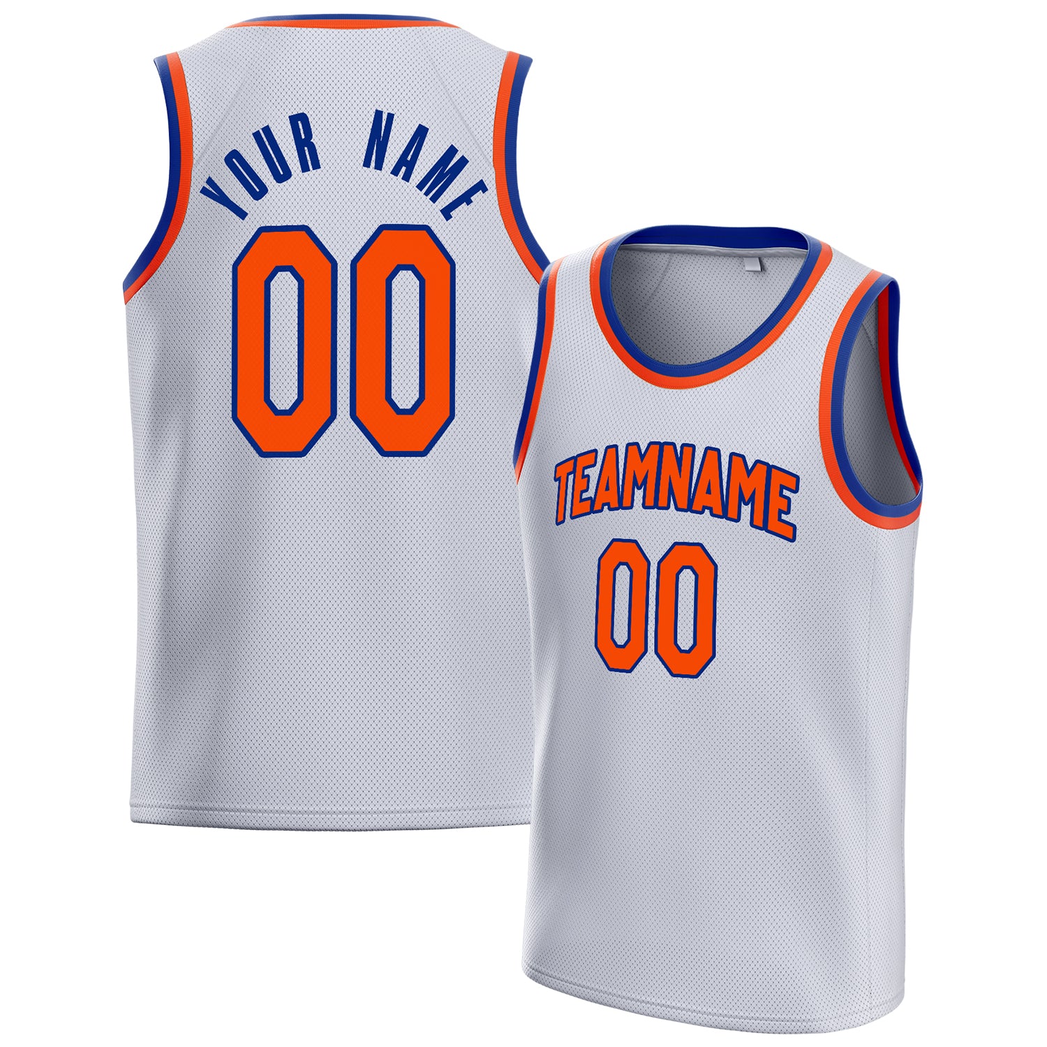 Personalized White & Orange Solid Color Basketball Jersey