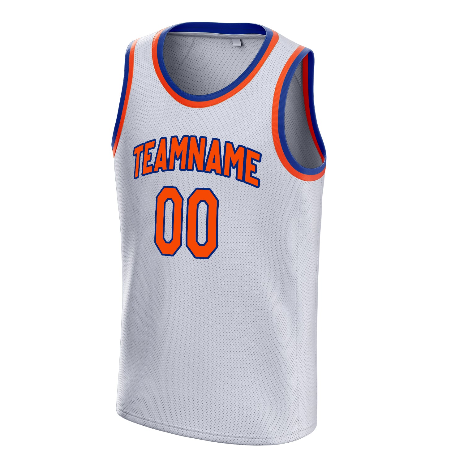 Personalized White & Orange Solid Color Basketball Jersey
