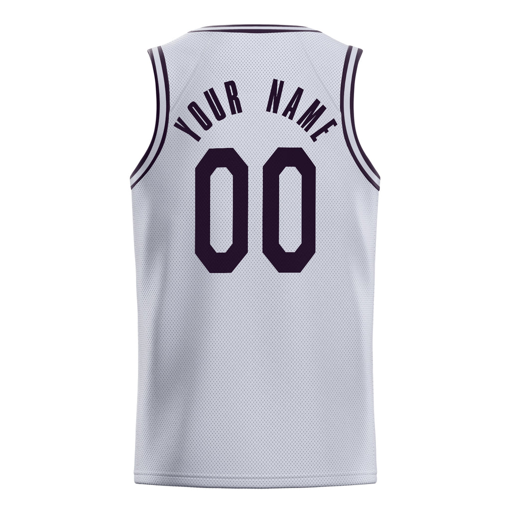 Personalized White & Black Solid Color Basketball Jersey