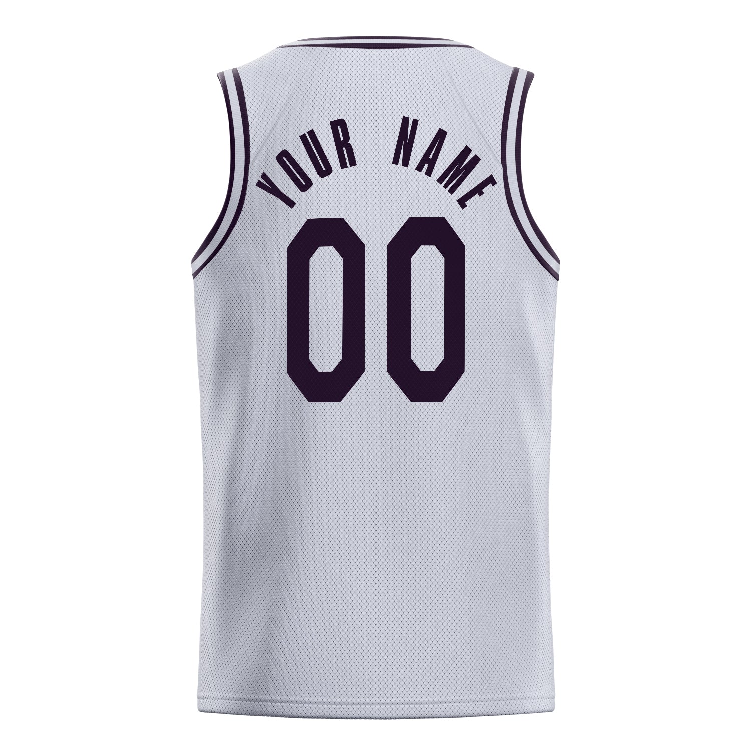 Personalized White & Black Solid Color Basketball Jersey