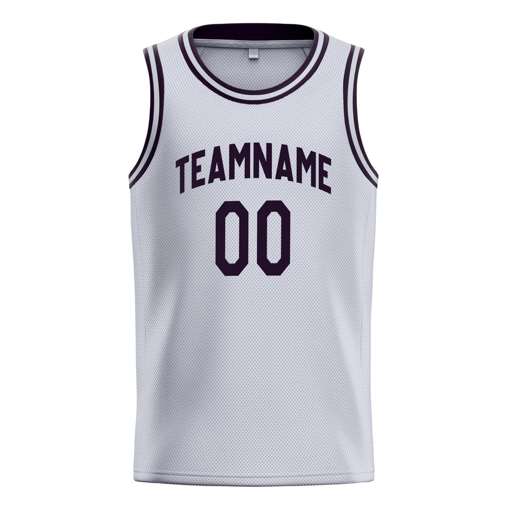 Personalized White & Black Solid Color Basketball Jersey