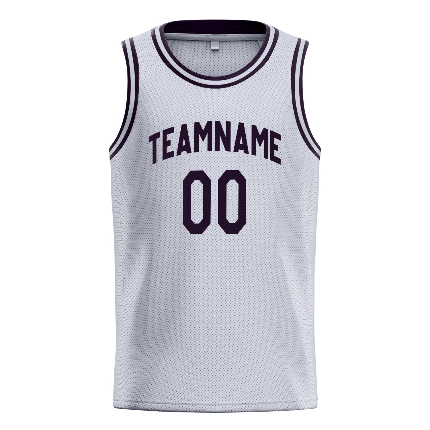 Personalized White & Black Solid Color Basketball Jersey