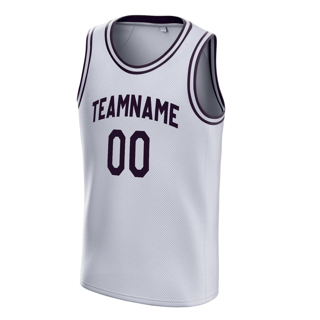 Personalized White & Black Solid Color Basketball Jersey