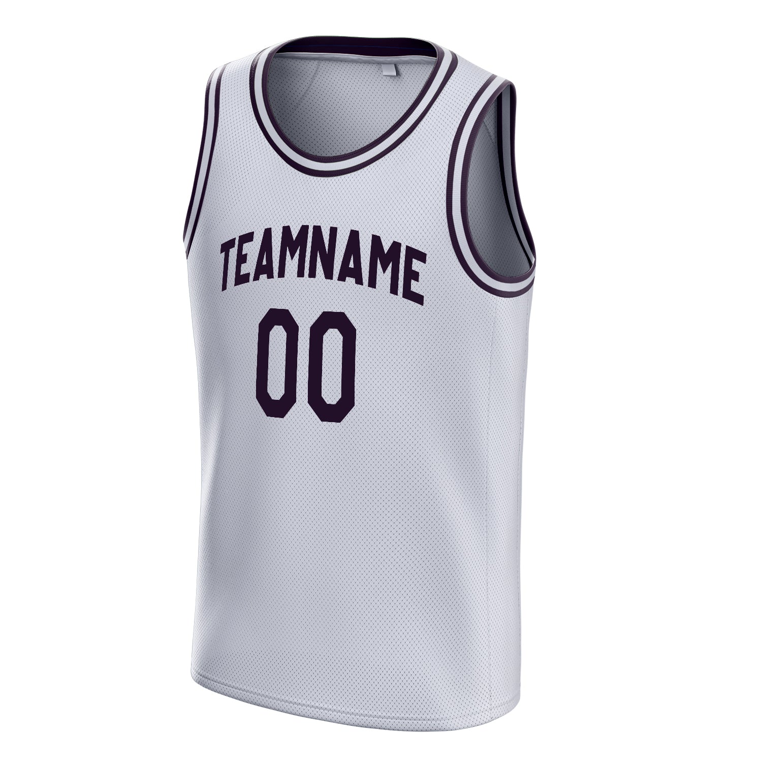 Personalized White & Black Solid Color Basketball Jersey