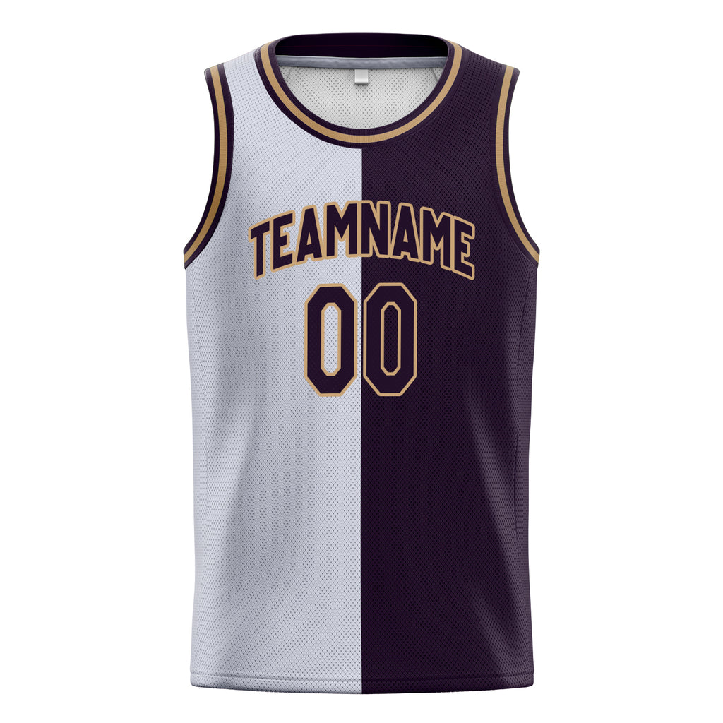 Personalized White & Black Split Basketball Jersey