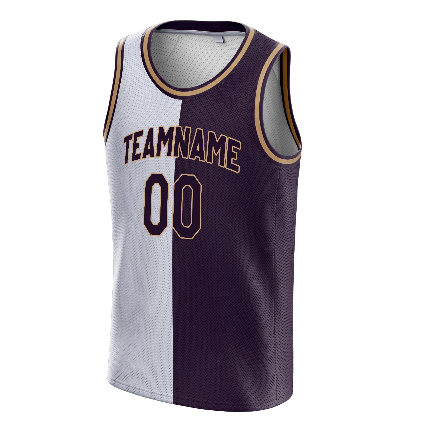 Personalized White & Black Split Basketball Jersey
