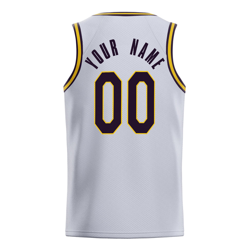 Personalized White & Black Solid Color Basketball Jersey