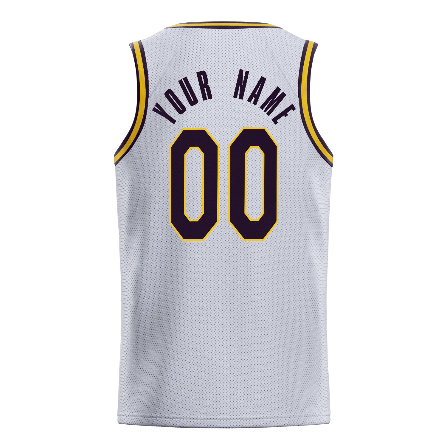 Personalized White & Black Solid Color Basketball Jersey
