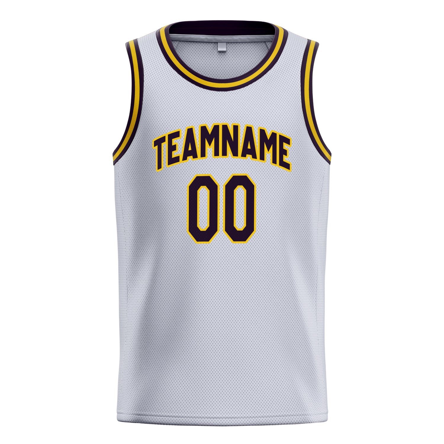 Personalized White & Black Solid Color Basketball Jersey