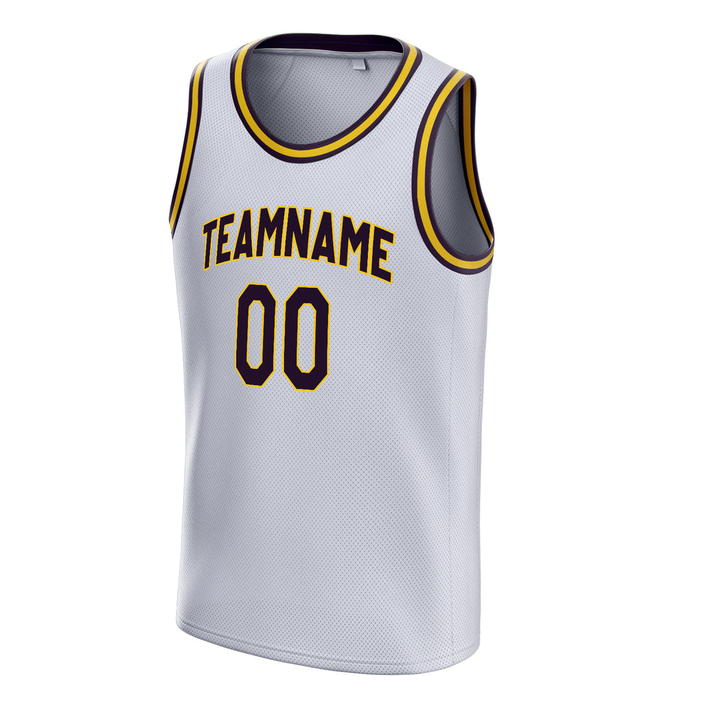 Personalized White & Black Solid Color Basketball Jersey