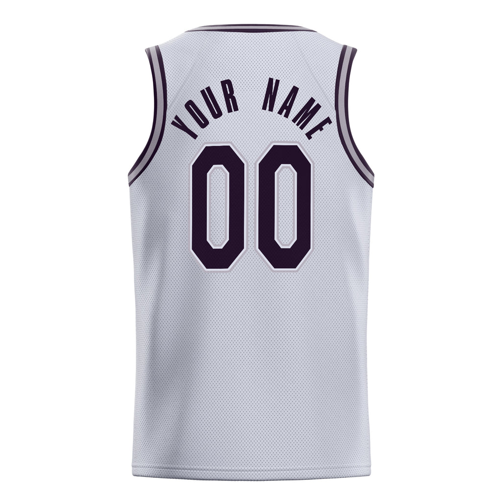 Personalized White & Black Solid Color Basketball Jersey