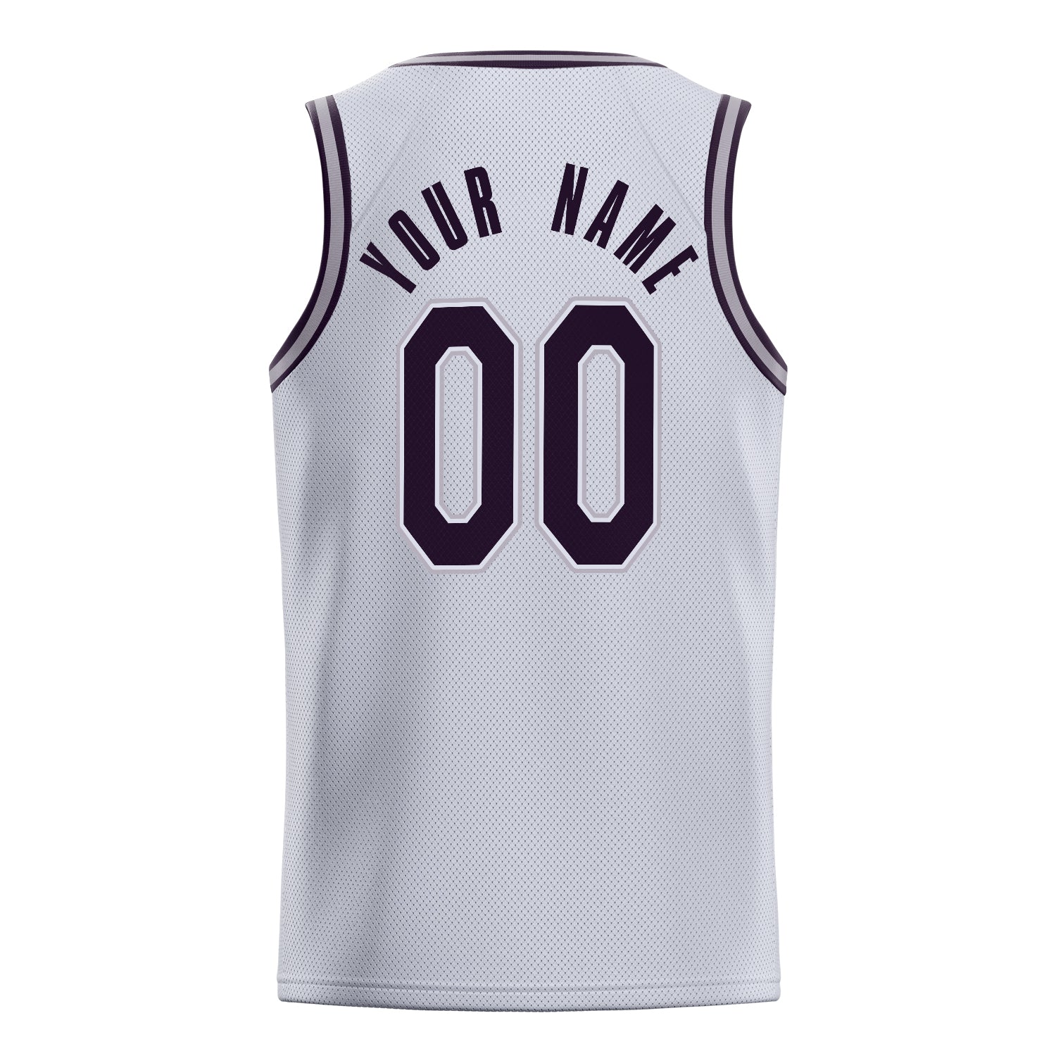 Personalized White & Black Solid Color Basketball Jersey