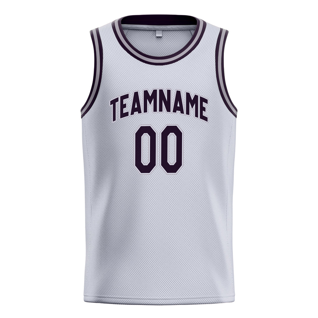 Personalized White & Black Solid Color Basketball Jersey