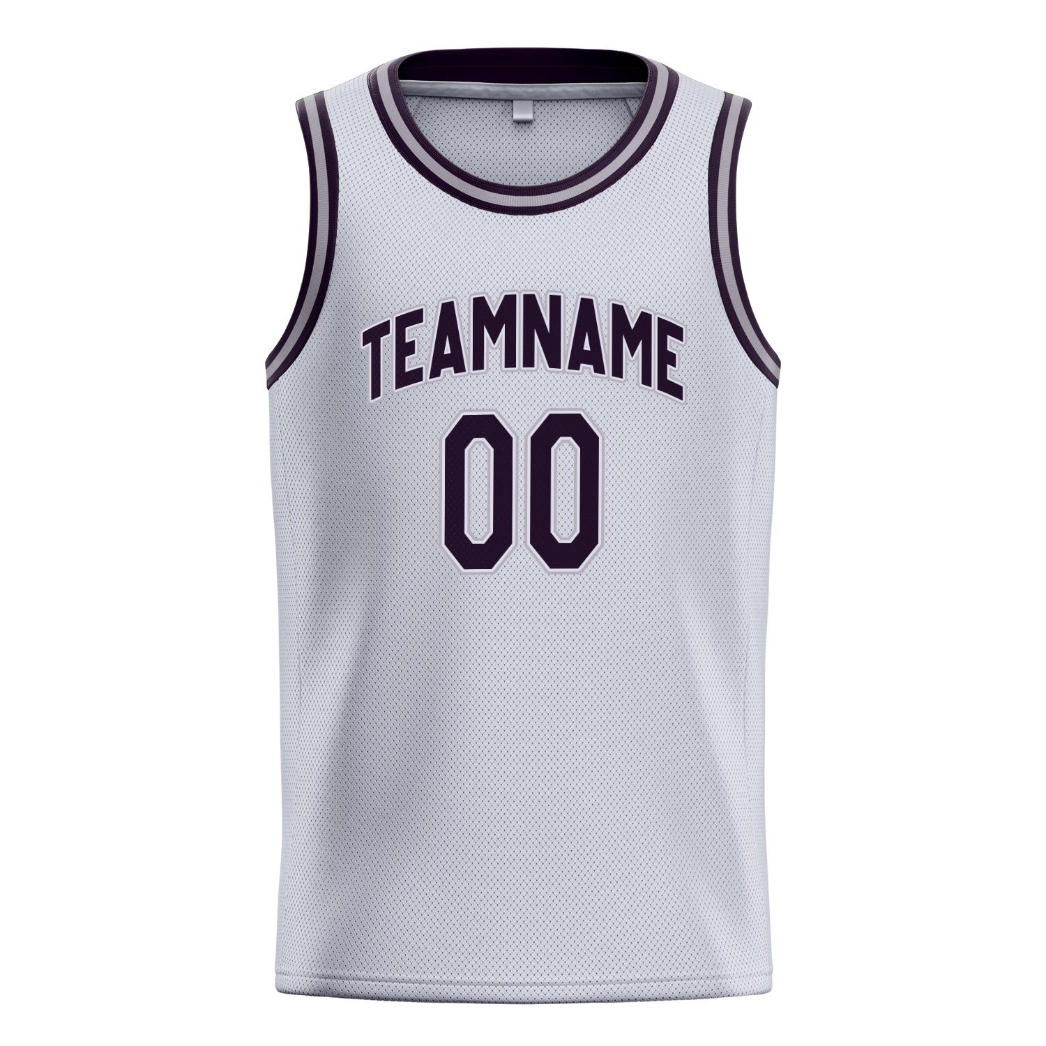 Personalized White & Black Solid Color Basketball Jersey
