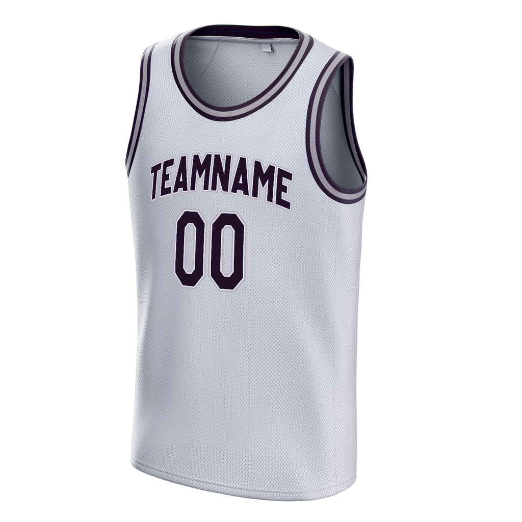 Personalized White & Black Solid Color Basketball Jersey