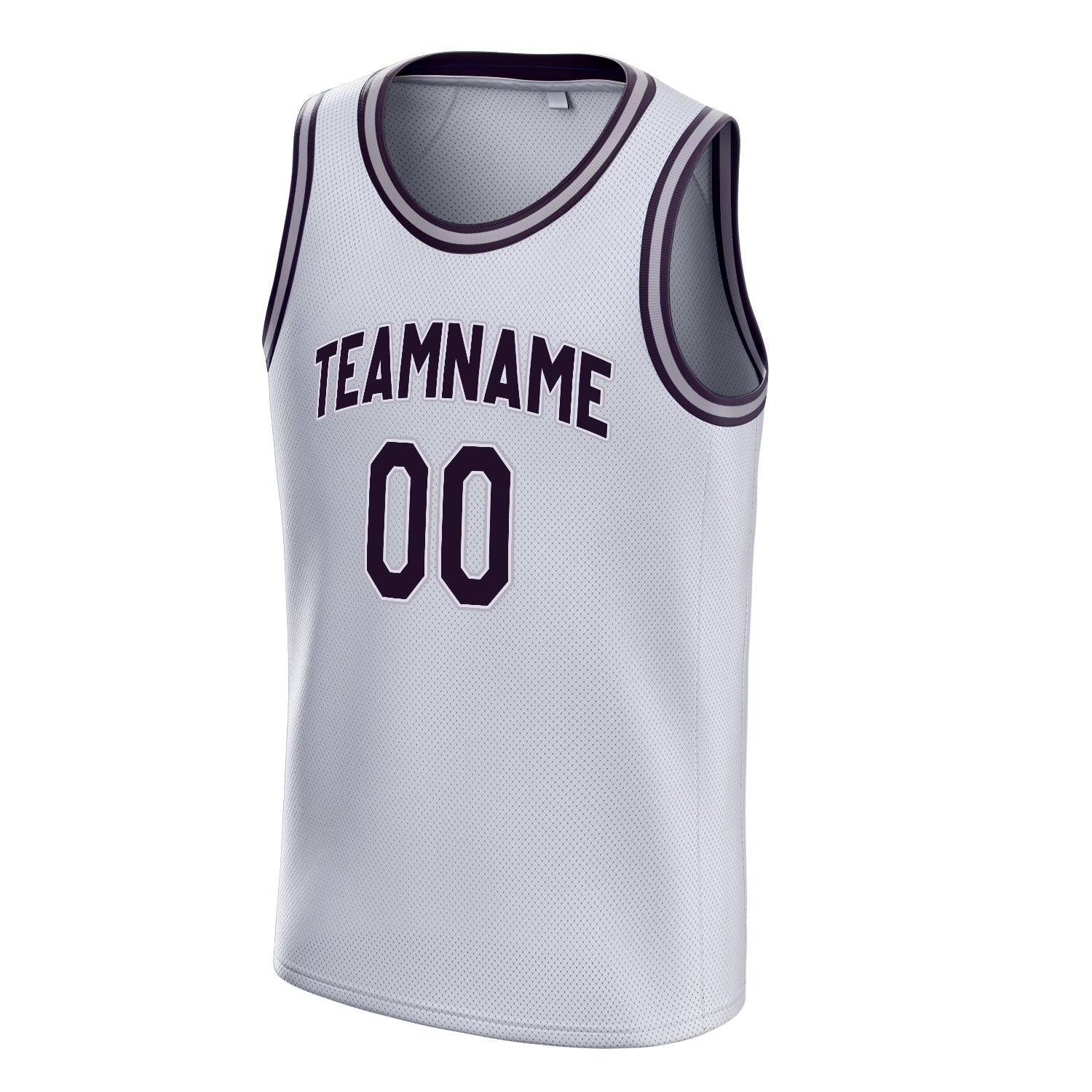 Personalized White & Black Solid Color Basketball Jersey