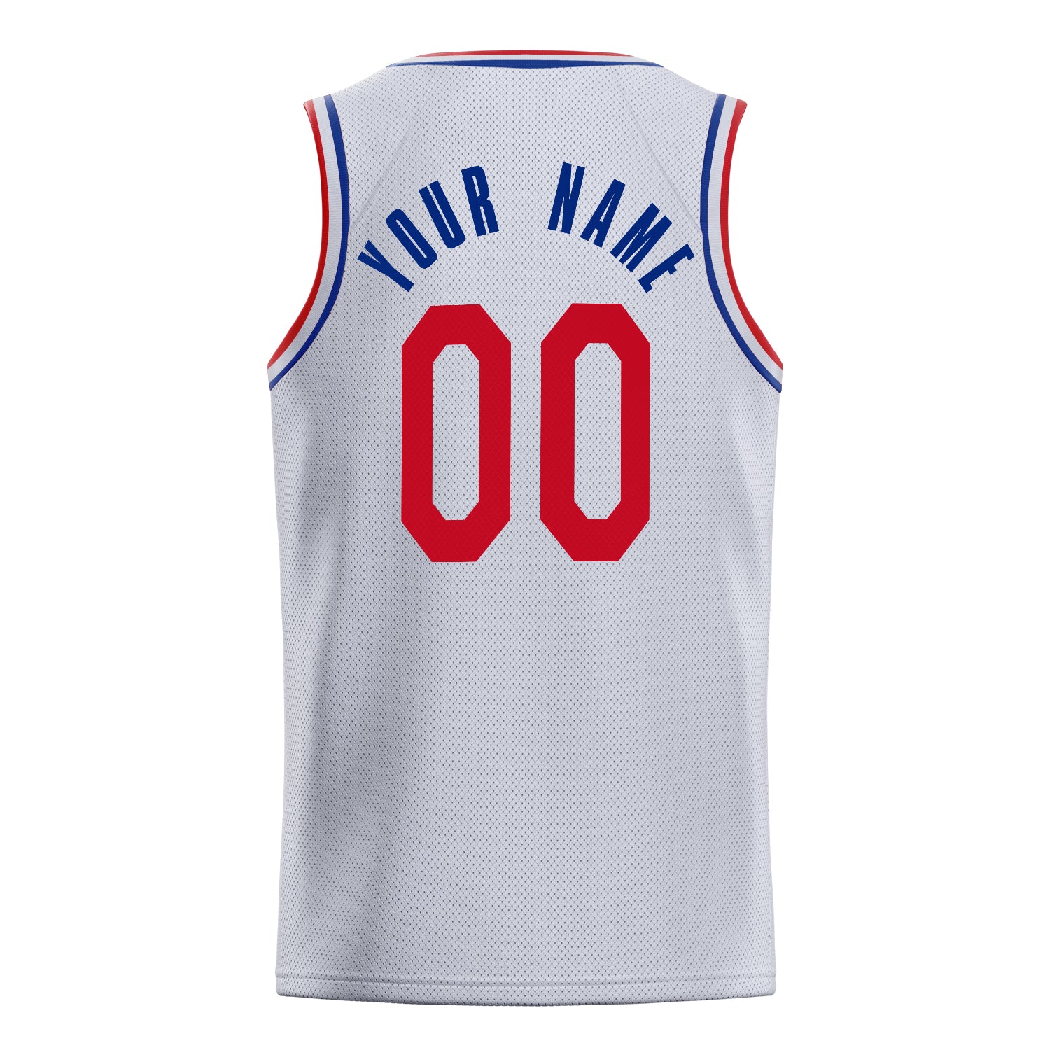 Personalized White & Red Solid Color Basketball Jersey