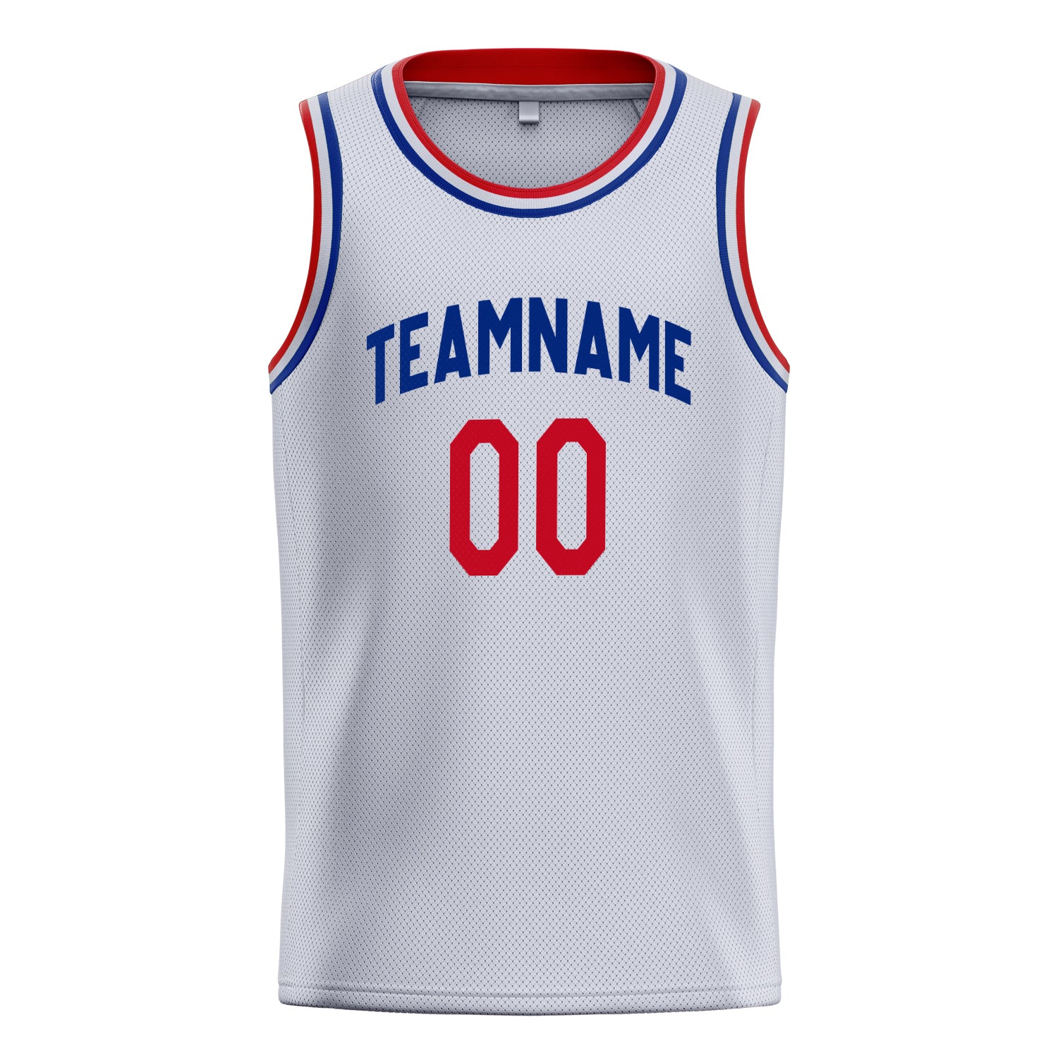 Personalized White & Red Solid Color Basketball Jersey