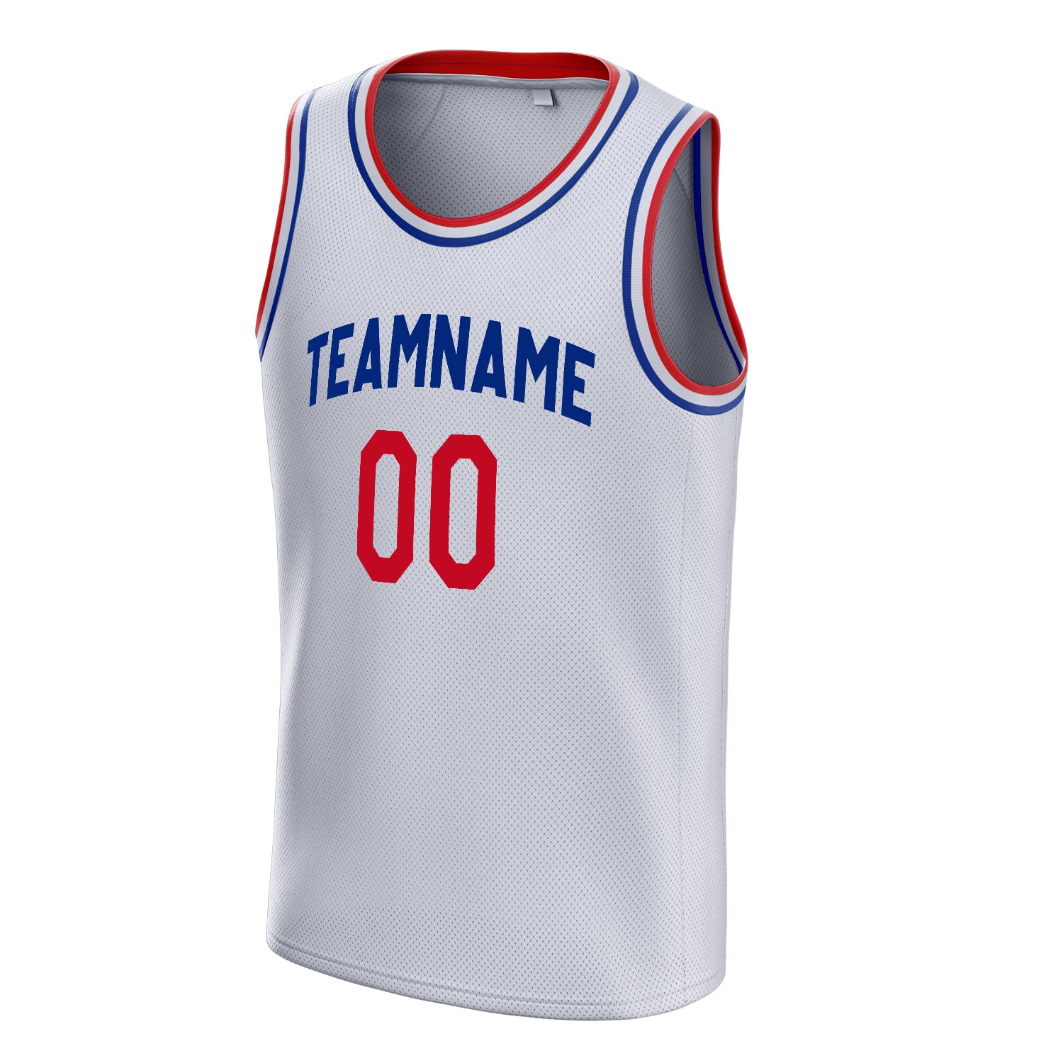 Personalized White & Red Solid Color Basketball Jersey