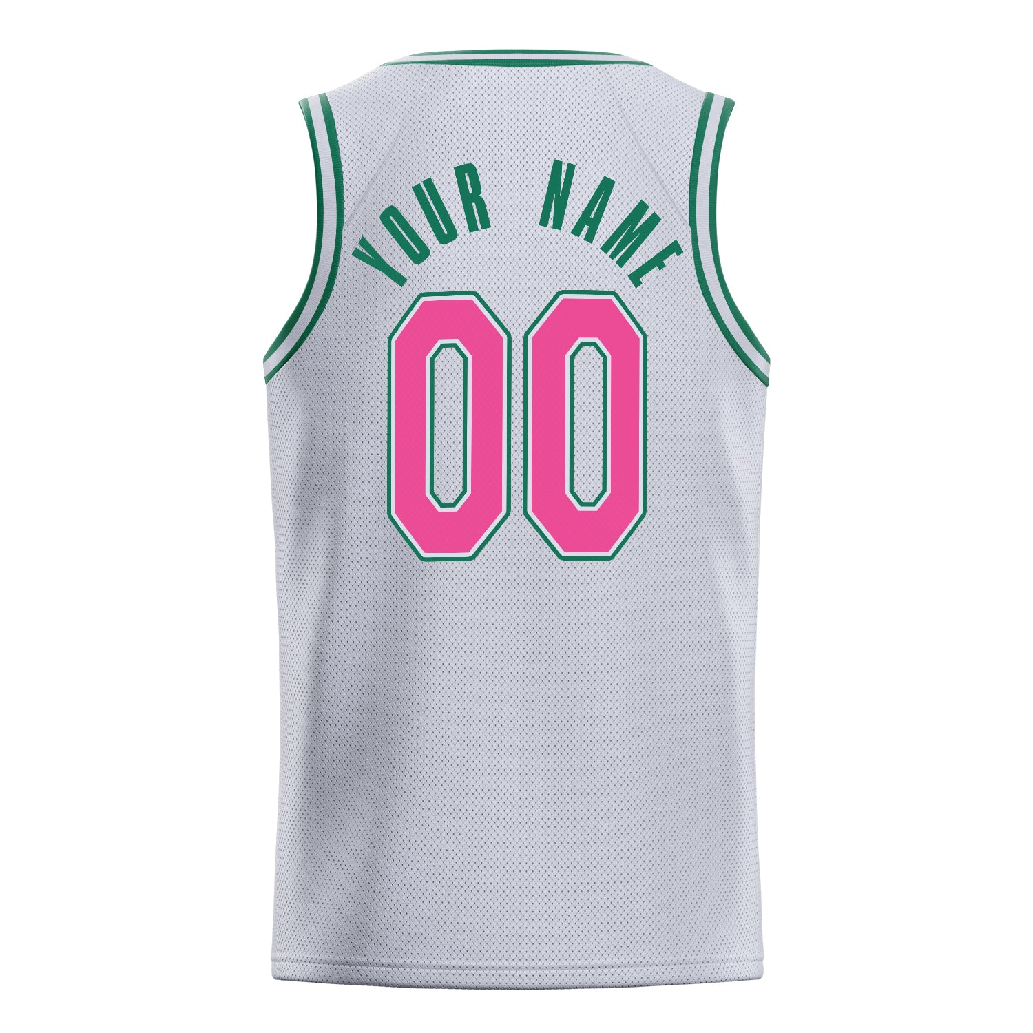 Personalized White & Pink Solid Color Basketball Jersey