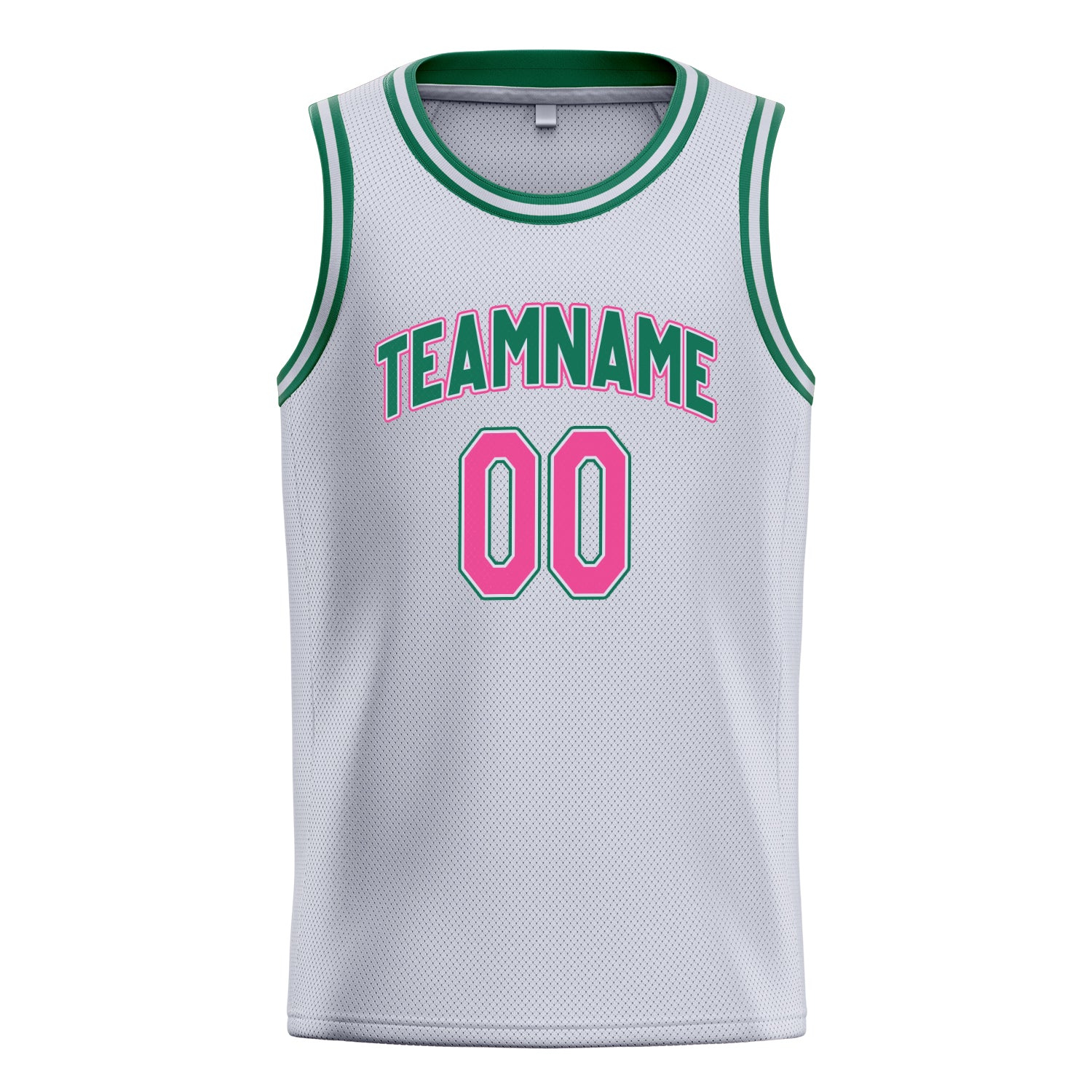 Personalized White & Pink Solid Color Basketball Jersey