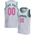 Personalized White & Pink Solid Color Basketball Jersey