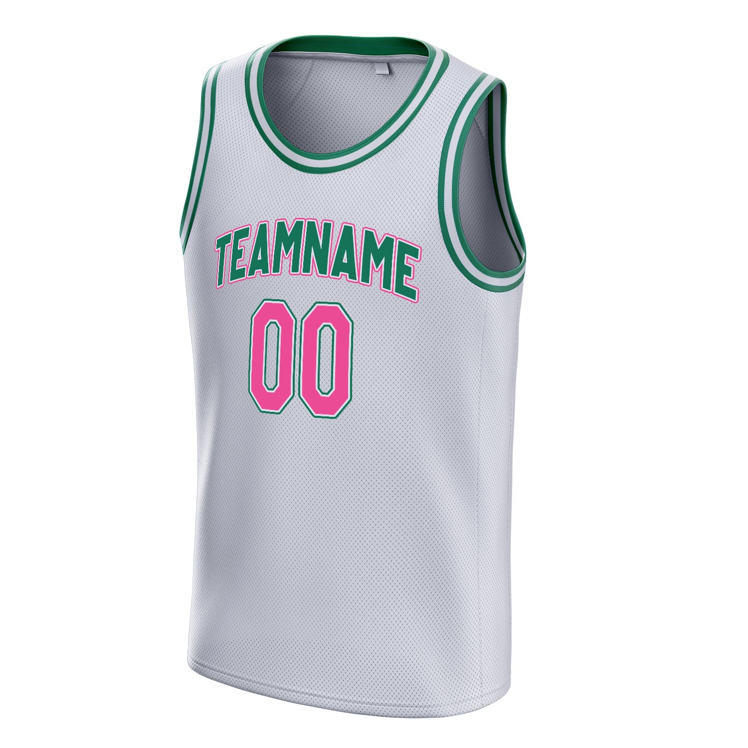 Personalized White & Pink Solid Color Basketball Jersey