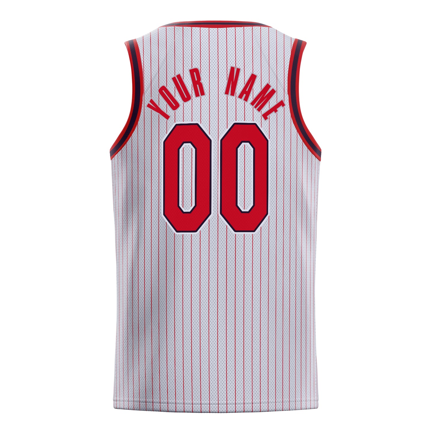 Personalized White & Red Pinstripe Basketball Jersey