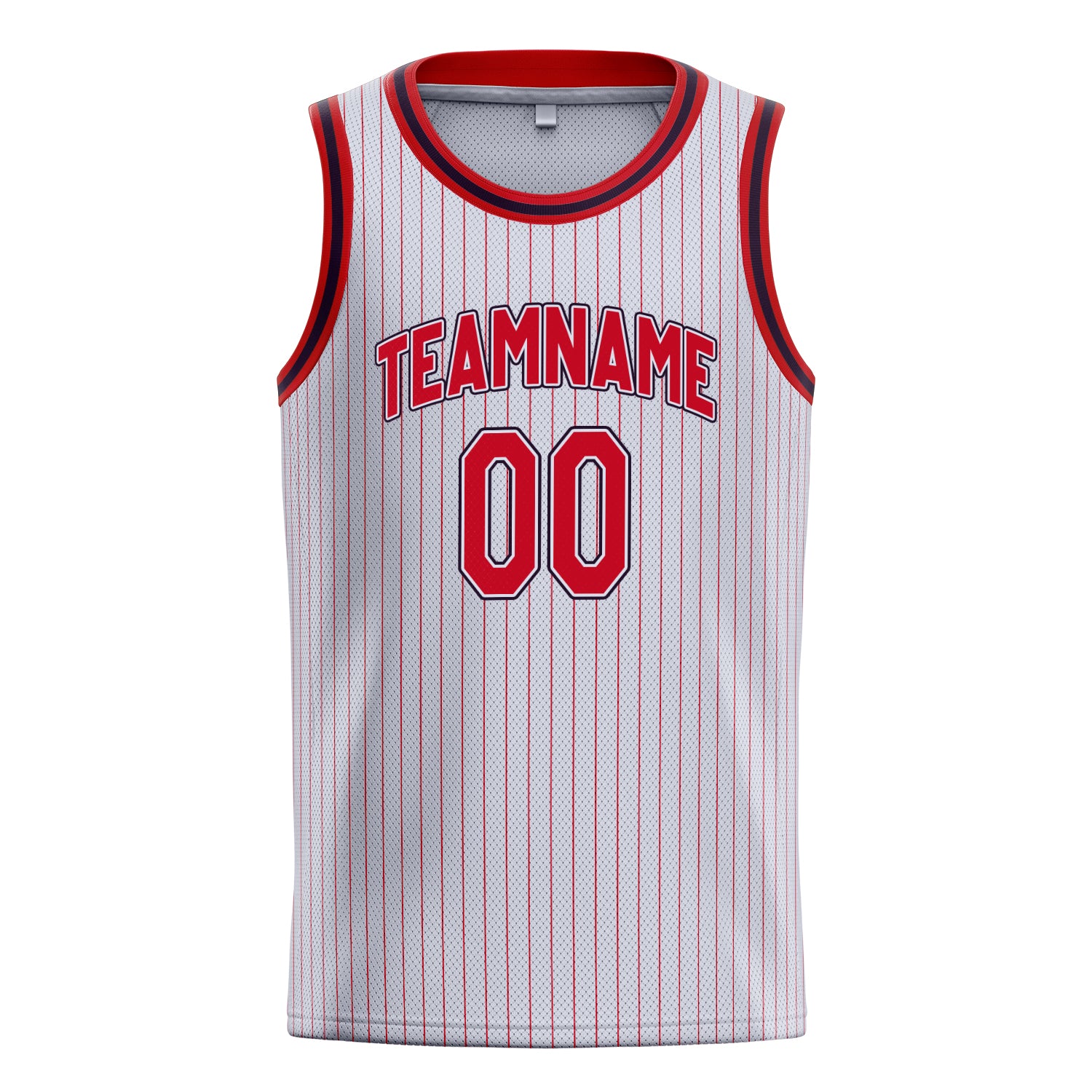 Personalized White & Red Pinstripe Basketball Jersey
