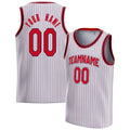 Personalized White & Red Pinstripe Basketball Jersey