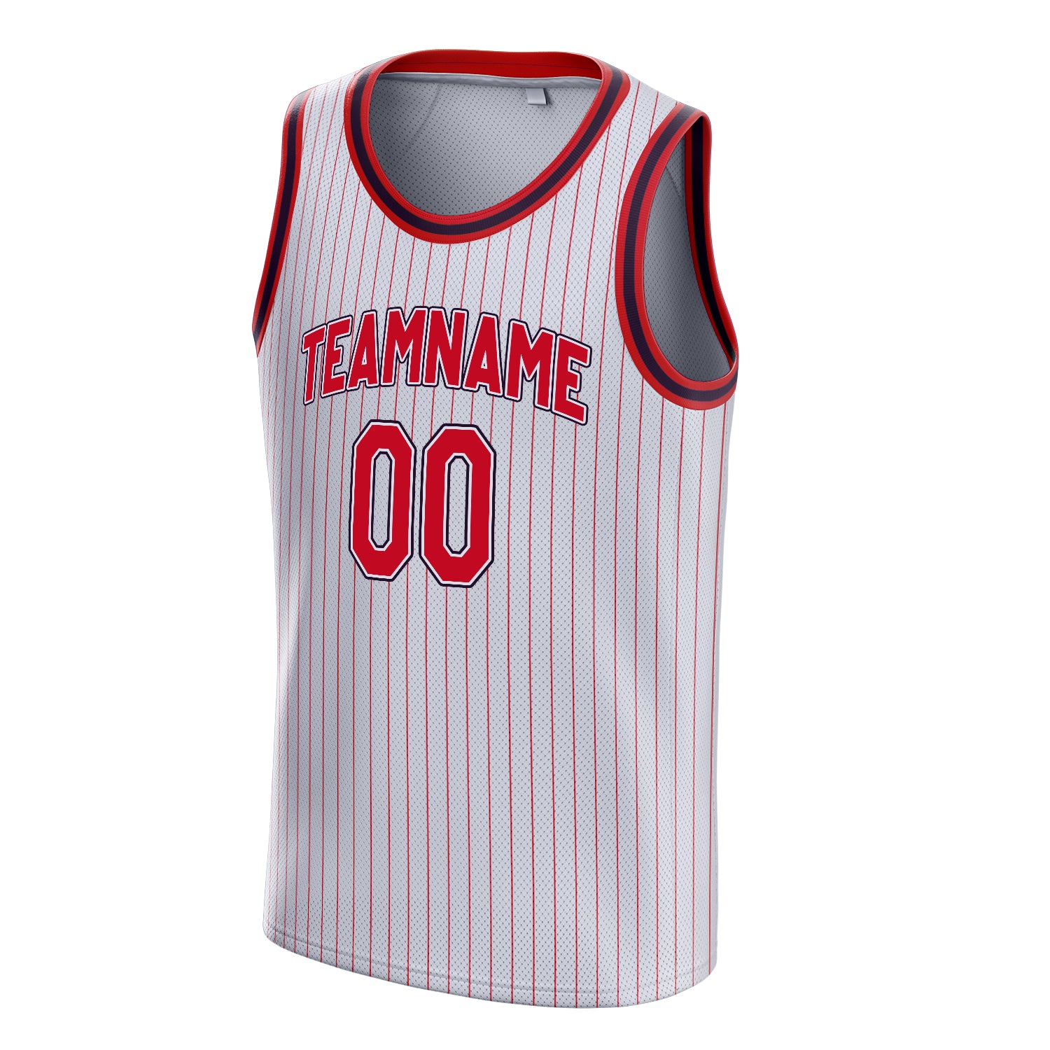 Personalized White & Red Pinstripe Basketball Jersey