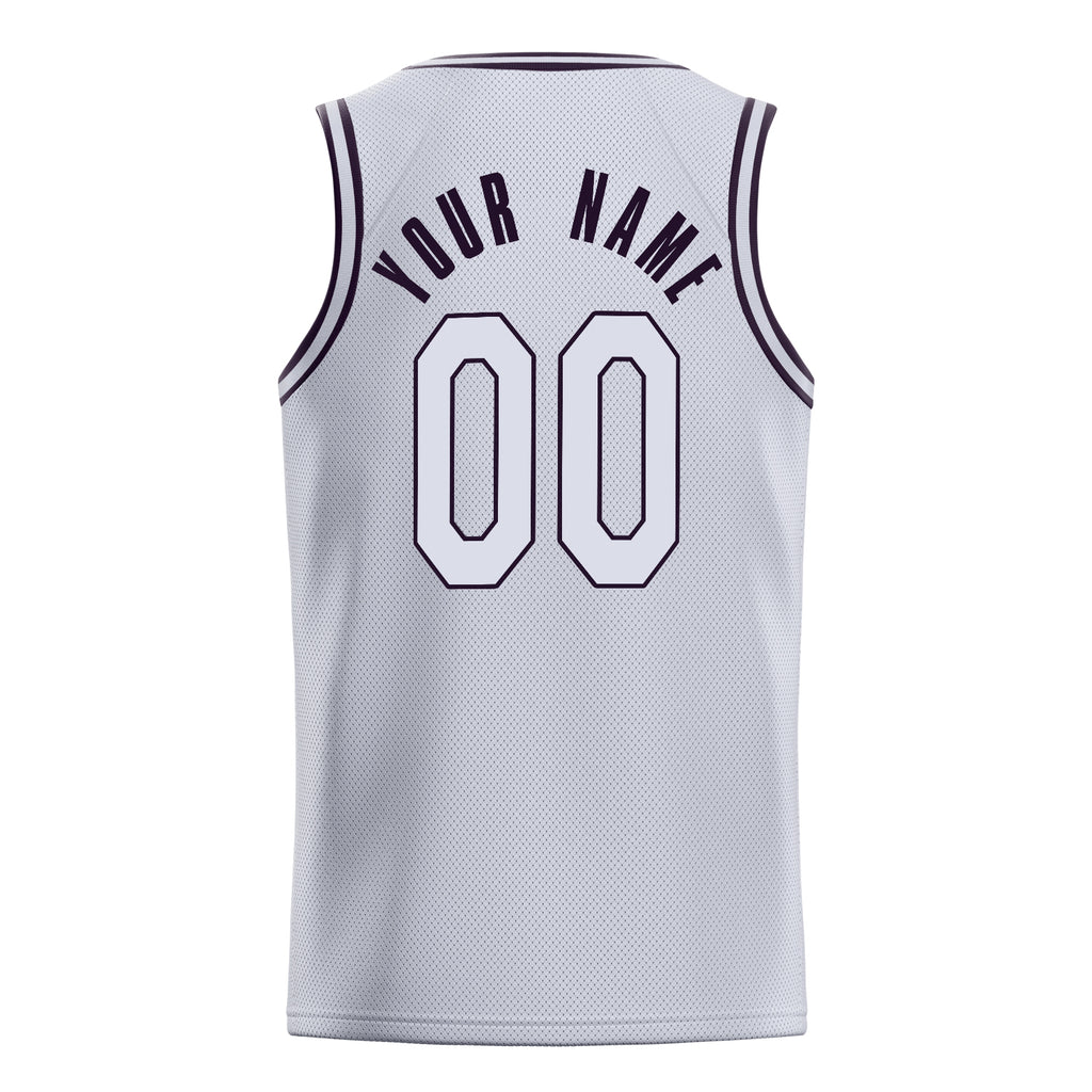 Personalized White & Black Solid Color Basketball Jersey