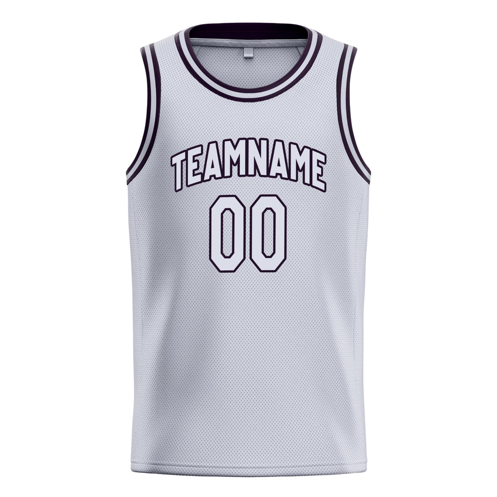 Personalized White & Black Solid Color Basketball Jersey