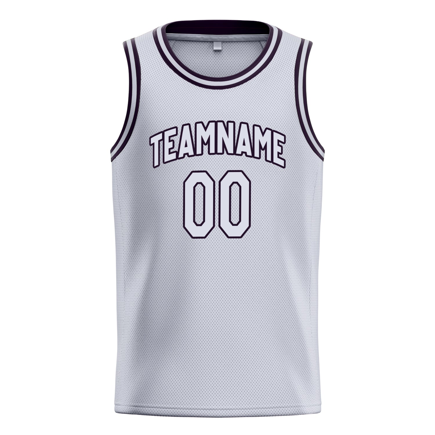 Personalized White & Black Solid Color Basketball Jersey