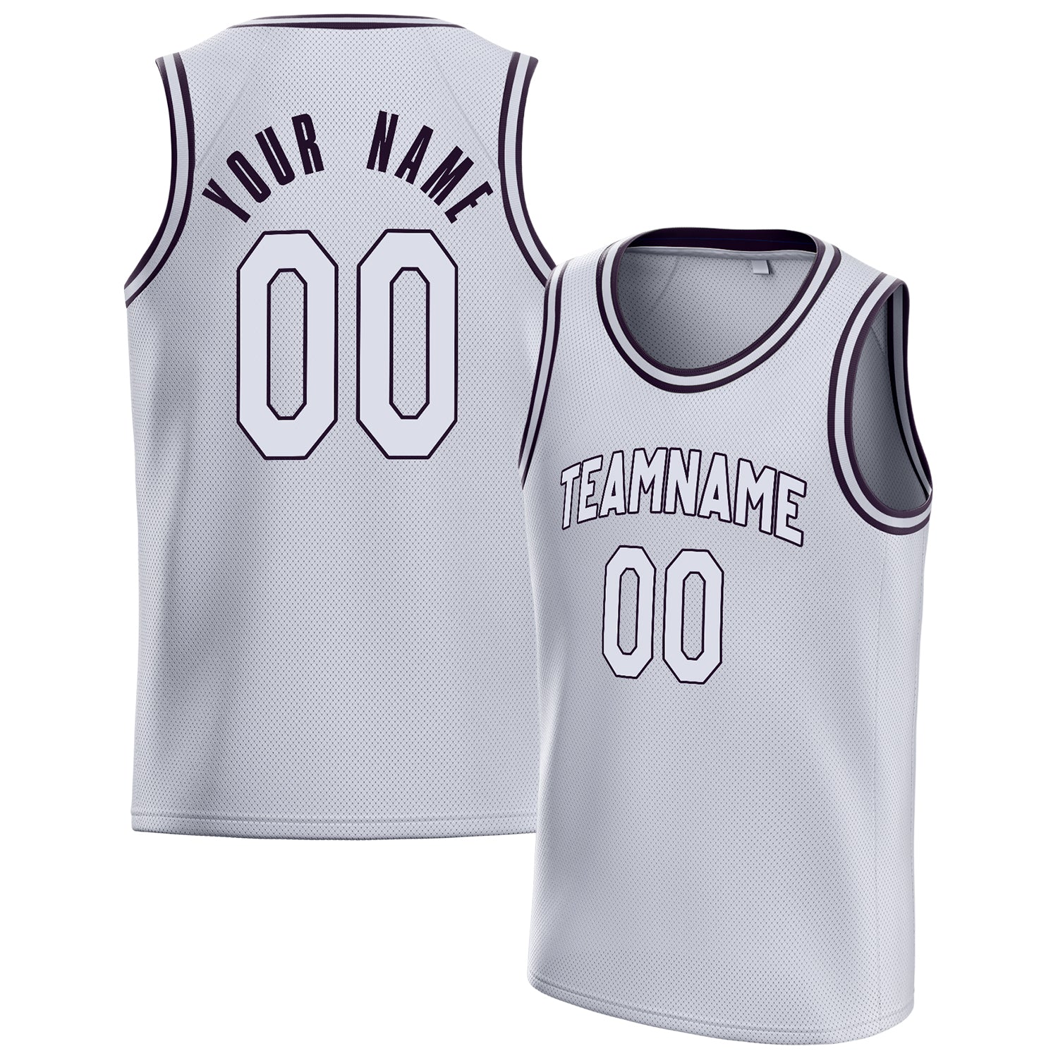 Personalized White & Black Solid Color Basketball Jersey