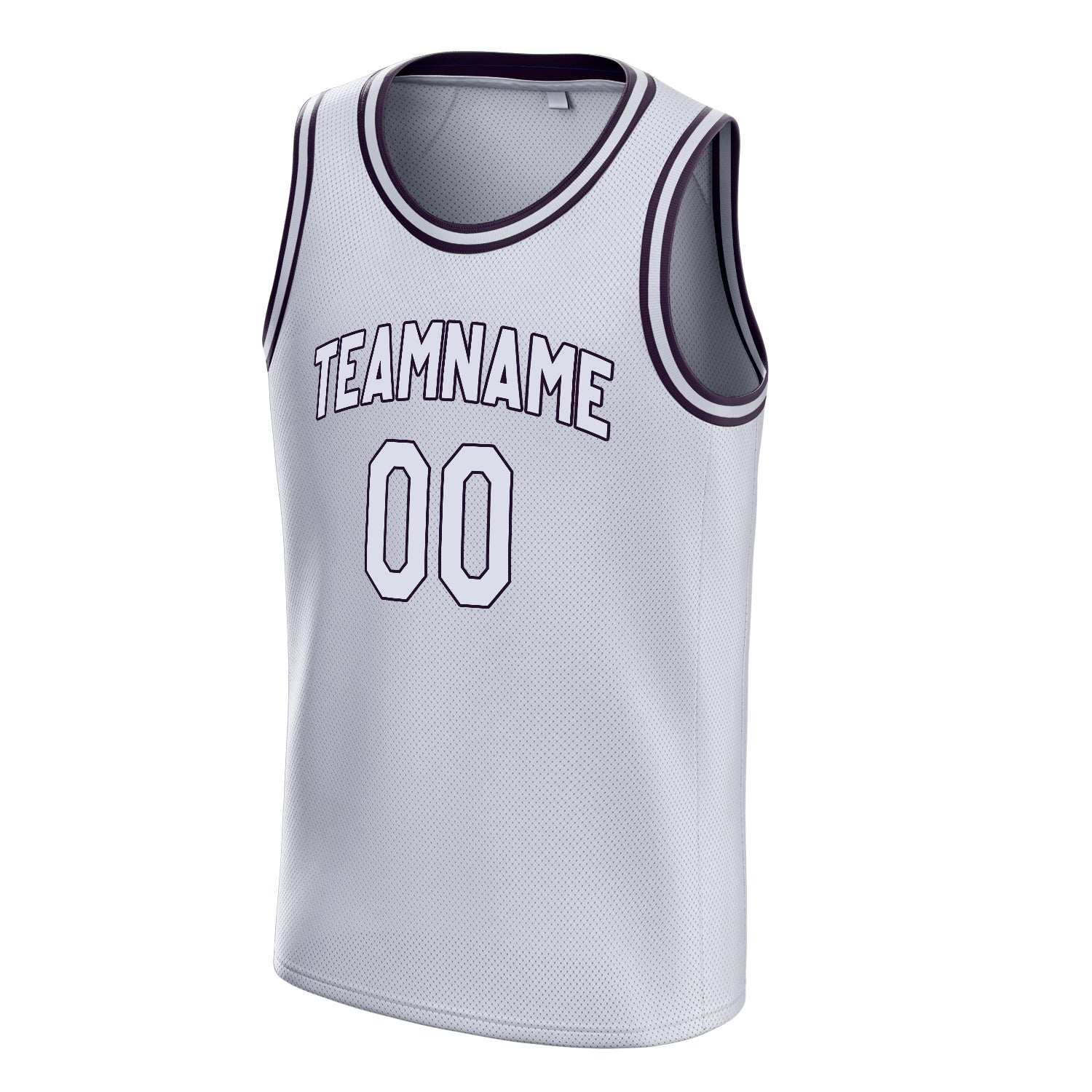 Personalized White & Black Solid Color Basketball Jersey