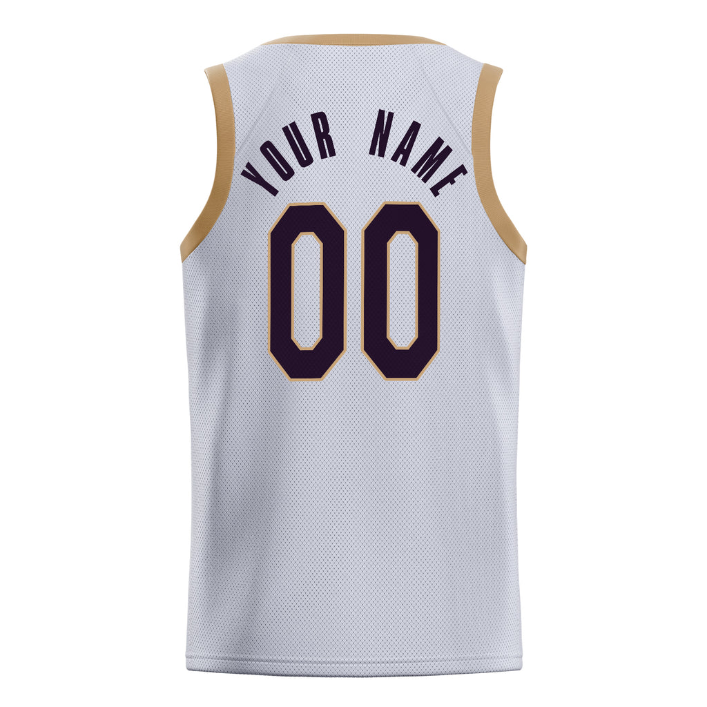 Personalized White & Black Solid Color Basketball Jersey