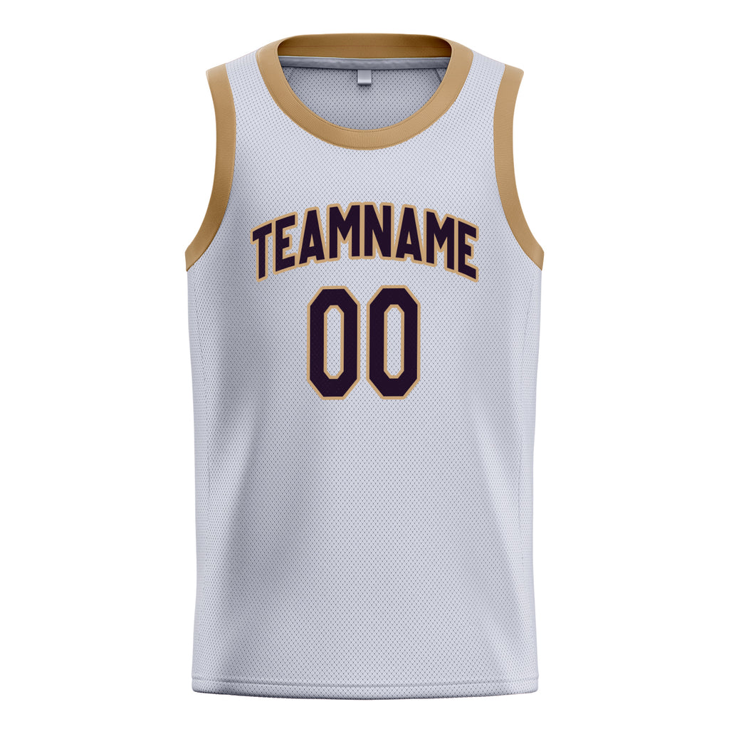 Personalized White & Black Solid Color Basketball Jersey