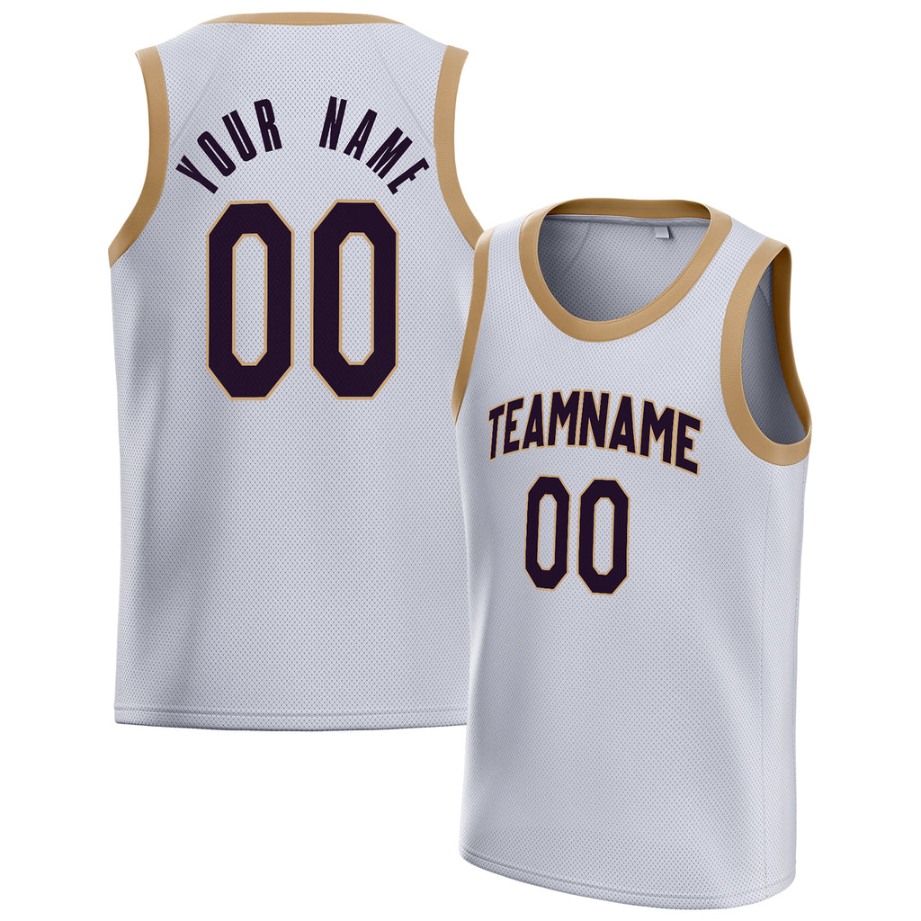 Personalized White & Black Solid Color Basketball Jersey