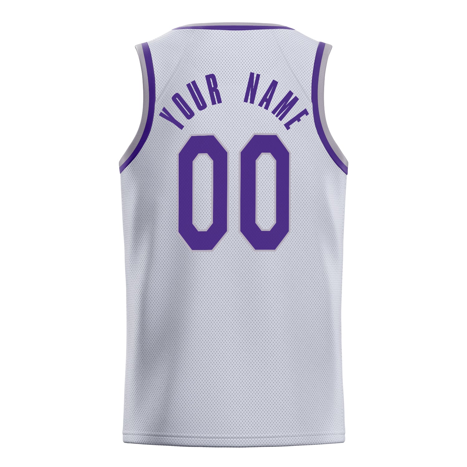 Personalized White & Purple Solid Color Basketball Jersey