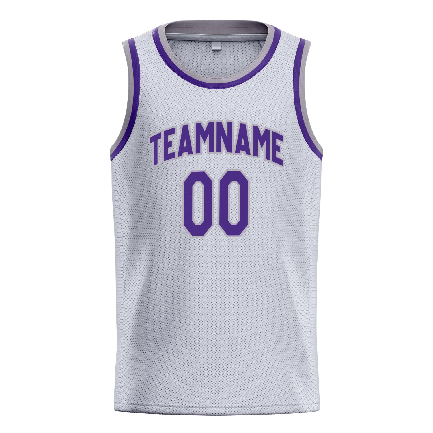 Personalized White & Purple Solid Color Basketball Jersey
