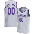 Personalized White & Purple Solid Color Basketball Jersey