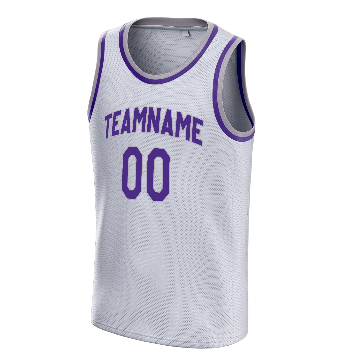 Personalized White & Purple Solid Color Basketball Jersey