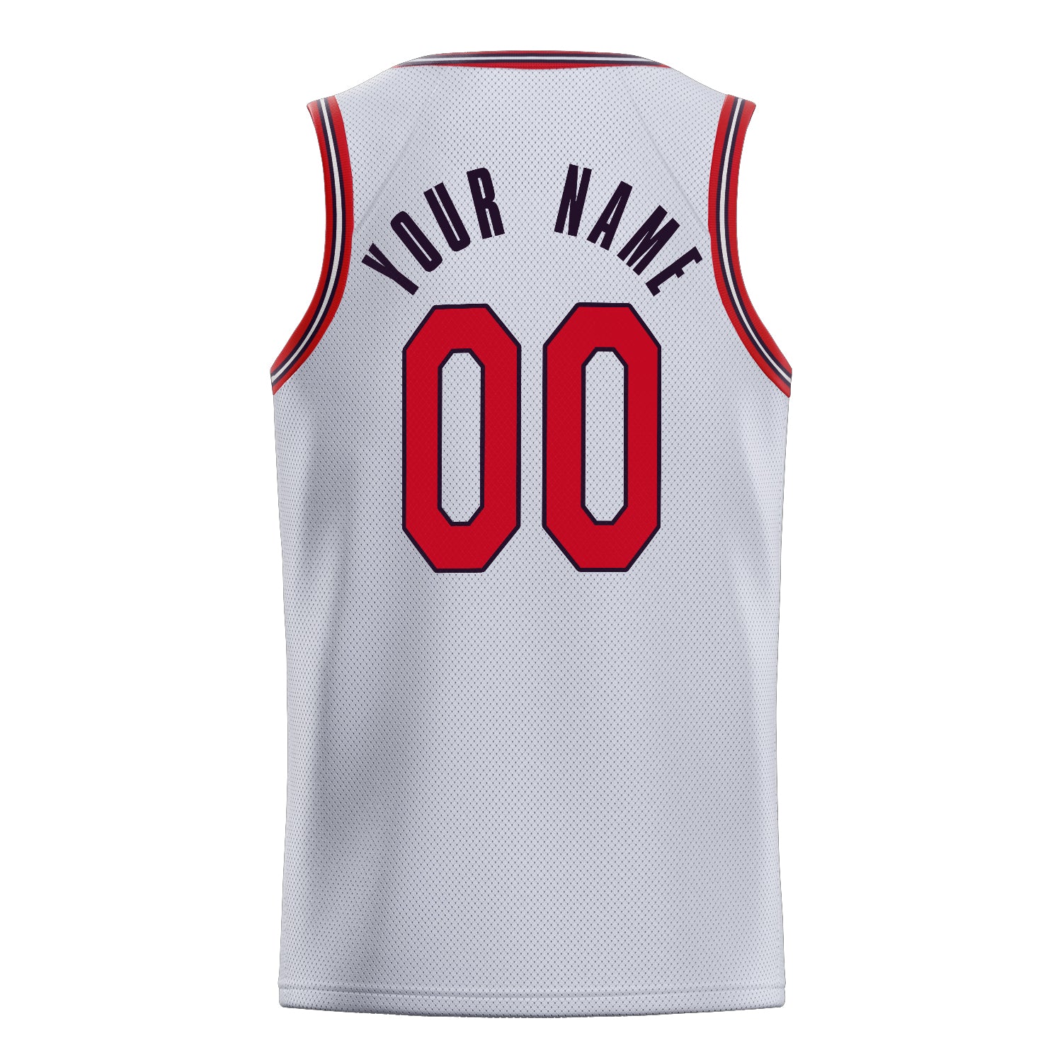Personalized White & Red Solid Color Basketball Jersey