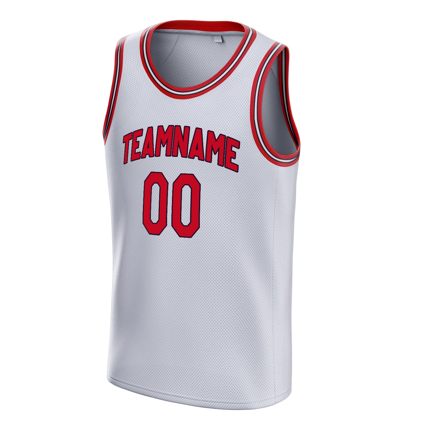 Personalized White & Red Solid Color Basketball Jersey