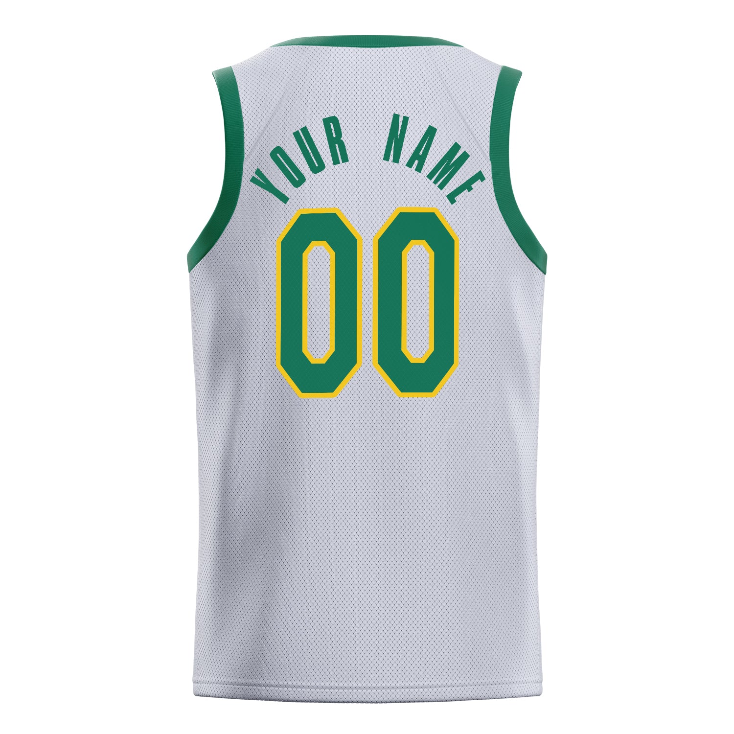 Personalized White & Green Solid Color Basketball Jersey