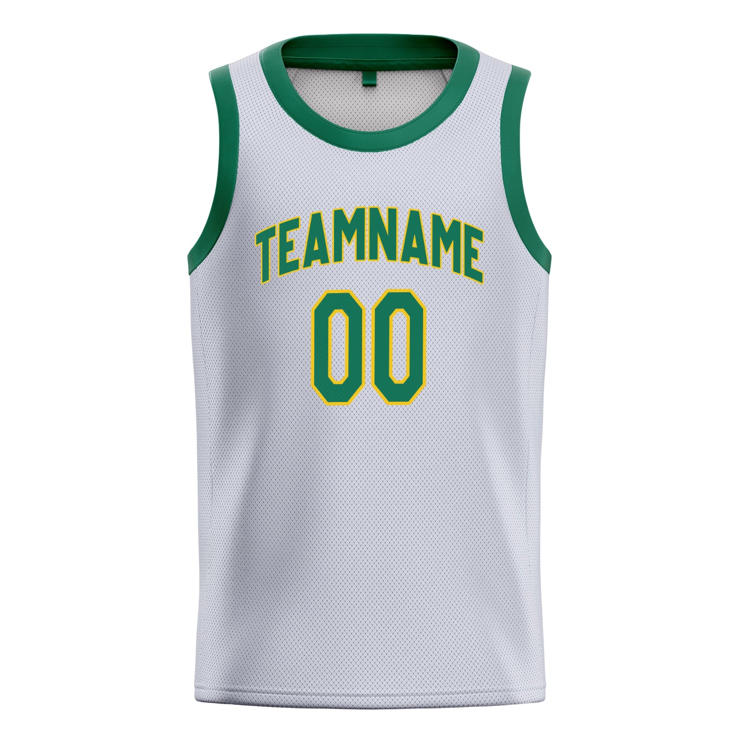 Personalized White & Green Solid Color Basketball Jersey