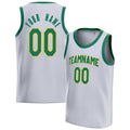 Personalized White & Green Solid Color Basketball Jersey
