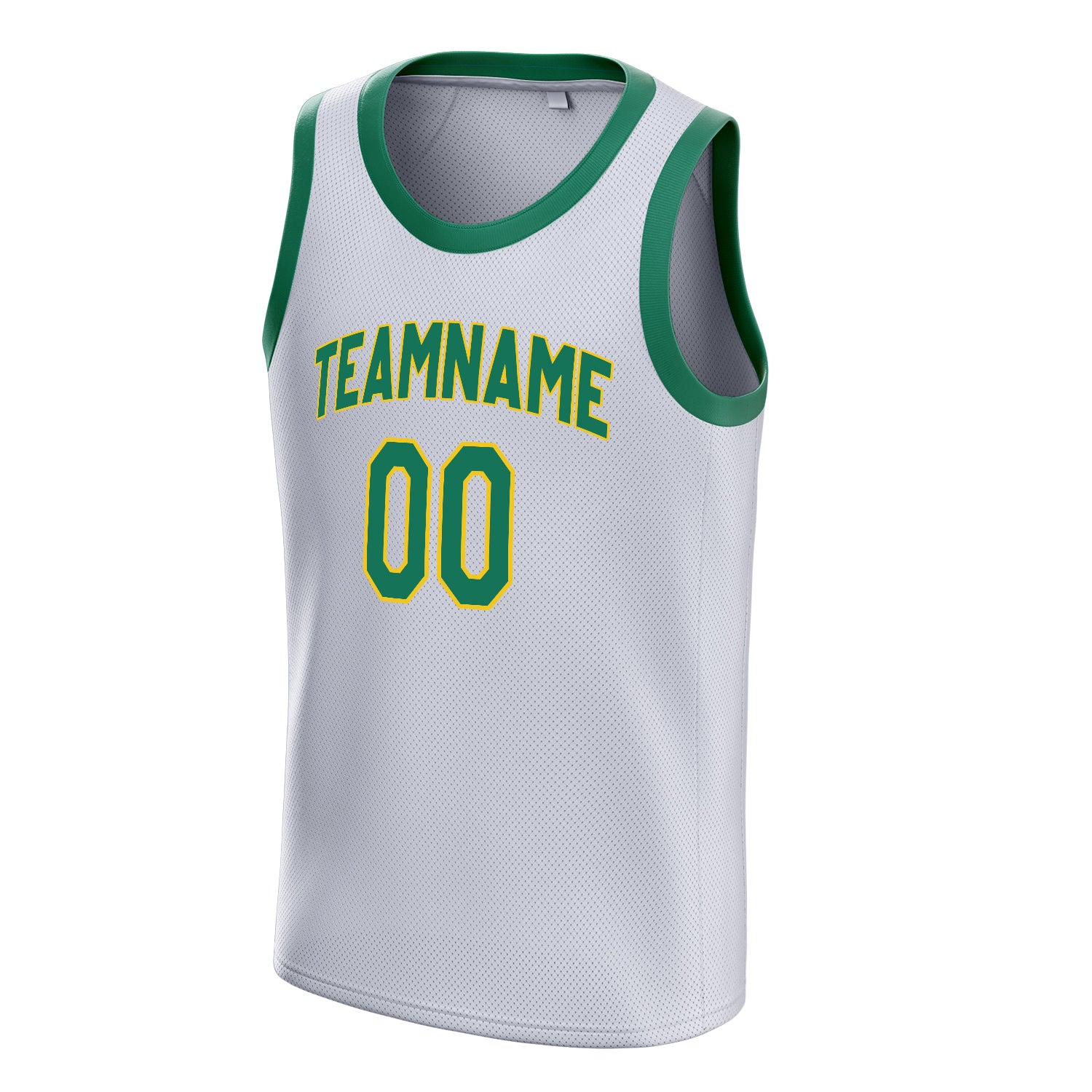 Personalized White & Green Solid Color Basketball Jersey